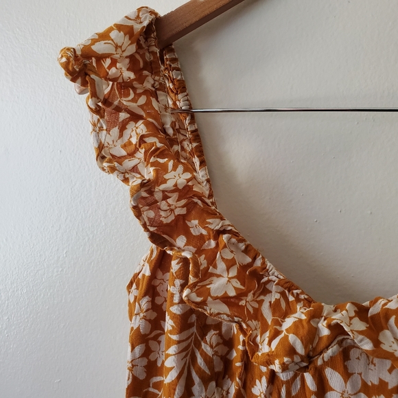 Old Navy Yellow Floral Flare Ruffle Trim Dress - Picture 5 of 8